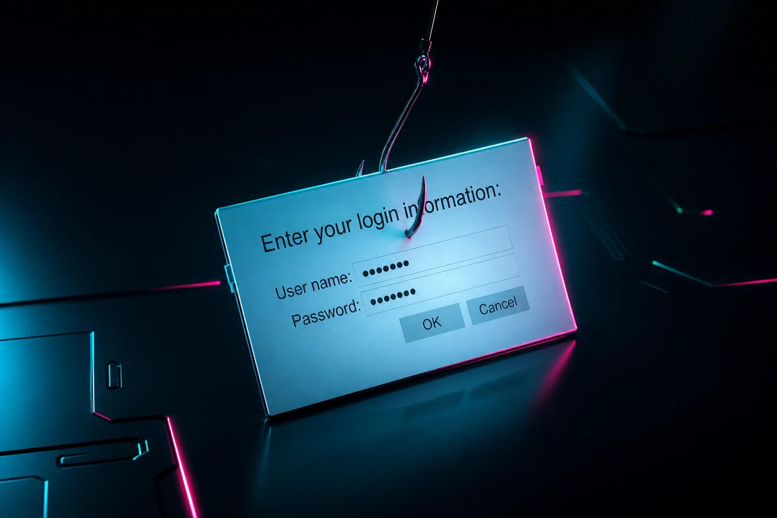 Login window on a fishing hook